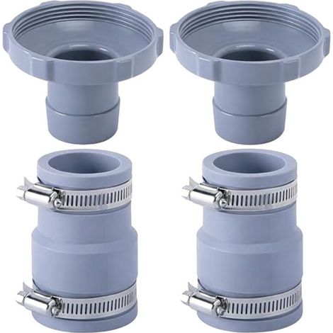 Kit de raccord de tuyau de piscine pour tuyaux de 32 à 38 mm avec colliers de serrage antirouille – Adaptateur pour aspirateurs de piscine et tuyaux de vidange – Raccord gris facile à installer (2 (1/5)