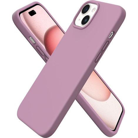 Coque en silicone liquide pour iPhone 15 Plus 6,7 pouces, ultra-fine, anti-rayures, anti-chocs, lilas, compatible charge sans fil (1/5)