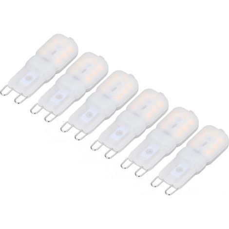 Pack of 6 dimmable 3W G9 LED bulbs, energy saving, 360° illumination for ceiling and wall lights, warm white, 220-240V (1/5)