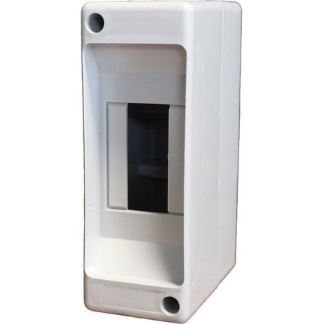 Centralino da parete con binario DIN stampato su base, 2 moduli, 130x45x86 mm, grigio RAL 7035, IP40, ideale per installazioni elettriche interne