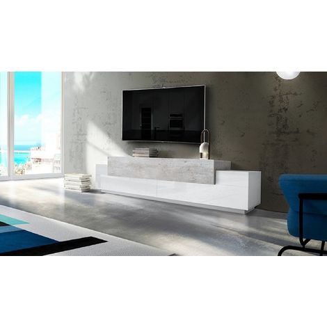 Mobile Porta TV Basso con Ante a Ribalta 240 Bianco Cemento Credenza Salone (1/5)