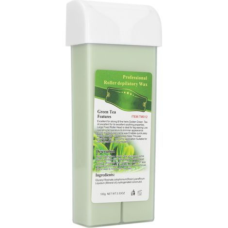 Cire dépilatoire chauffante 100 g, rouleau professionnel, épilation à domicile, thé vert (1/5)