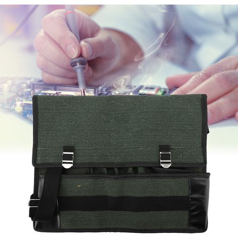 Sacoche de rangement multi-usages en tissu Oxford à bandoulière unique pour outils de réparation électrique et de quincaillerie. (1/5)