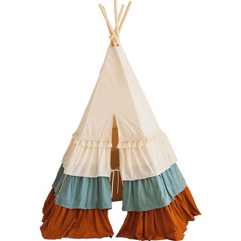 Ensemble Tente tipi et matelas enfant circus time - Beige, bleu, brun (1/5)