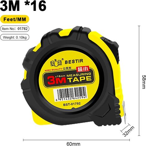 Mètre ruban BESTIR 3 m, 5 m, 7,5 m, mètre ruban métrique, règle en centimètres, 10 pi, 16 pi, 25 pi, outil de mesure, règle métrique et en pieds