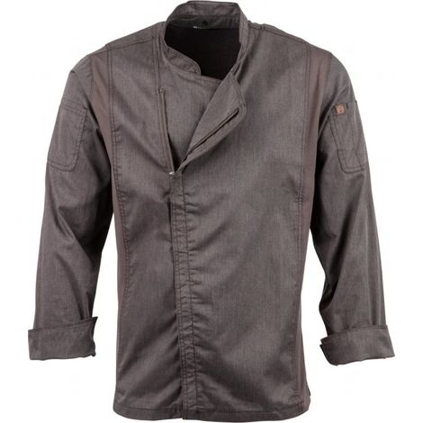 Veste de cuisine mixte légère à fermeture éclair Hartford Chef Works Urban gris graphite S
