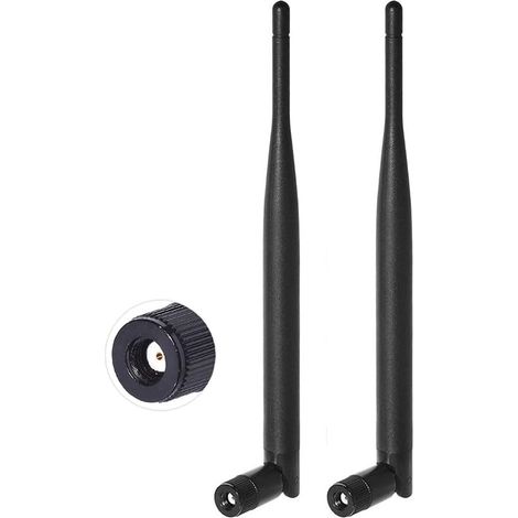 Dual Band WiFi Antenna 2.4GHz 5GHz 5.8GHz 6dBi MIMO RP-SMA Male Aerial Antenna (2-Pack) for WiFi Router Range Extender Gateway Wireless Mini PCI Express PCIE Network Card USB Adapter