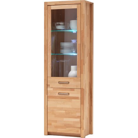 Vitrine rechts mit LED-Beleuchtung, Kernbuche massiv geölt, FOSSANO-06 (1/5)