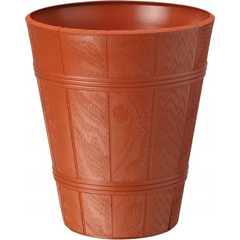 Vaso da fiori di palma, effetto legno, 4 terracotta, FORM-PLASTIC
