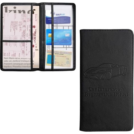 Clip d'immatriculation et d'assurance pour voiture, sac de rangement pour carte grise, documents, boîte à gants avec fermoir magnétique, accessoires intérieurs universels pour voitures et SUV (noir - (1/4)