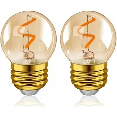 G40 E27 LED Retro Edison Light Bulb Mini Globe 2W Amber Glass Spiral Filament Bulb 220V for Outdoor String Lights Cafe Lights Christmas Lights Super Warm 2200K - 2 Pack (1/5)