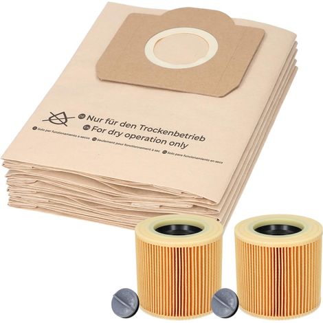Lot de 20 poches à poussière + 2 filtres pour aspirateur Karcher A2604, A2204, A2254, A2200, A2201, A2206, A2231, A2236, A2251, A2500, A2504, A2534, A2554, A2654 (1/4)