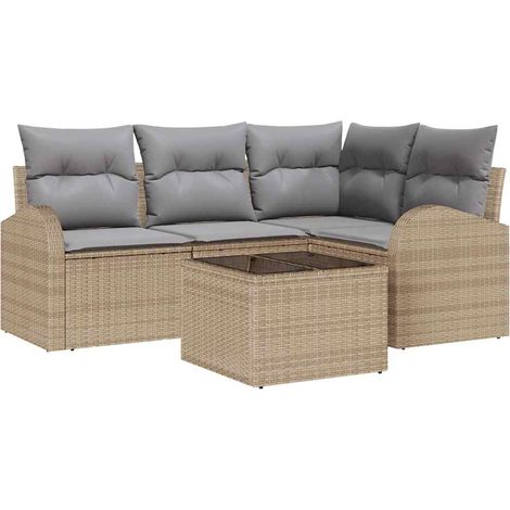 Maison Exclusive - Gartensofa-set Beige Poly-Rattan