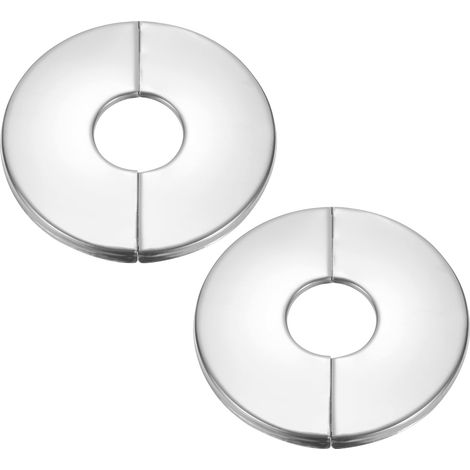 Plaque d'Écussons Auto-Adhésive Ronde en Acier Inoxydable 1"/25mm, 2pcs Couverture Murale pour Tuyau d'Eau, Cache Mitigeur Douche Boucles Robinet Chauffage Plomberie, Argenté (1/5)