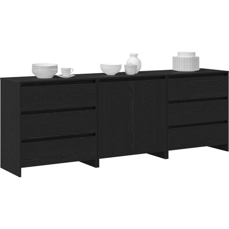 Maison La Vie - 3 pcs Buffets Modernes - Meuble de rangement - avec tiroir Noir 70 x 41 x 75 cm Bois d'ingénierie bu334 (1/5)