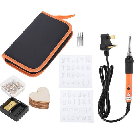 Kit de fer à souder électrique 60W 220V, stylet de pyrogravure pour bois, outil de gravure et de marquage, prise UK (1/5)