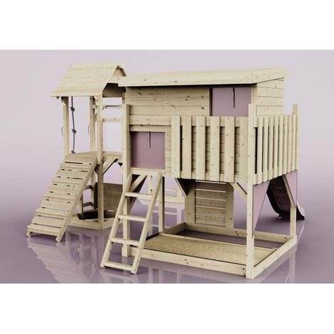 Polarplay Spielturm Isak aus Holz in Rosa (1/4)