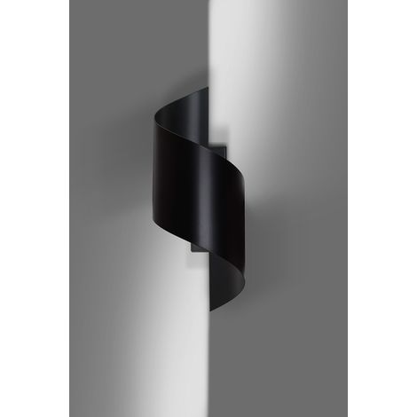 Applique Moderna 1 Luce Spiner A Fascia In Acciaio Nero (1/5)
