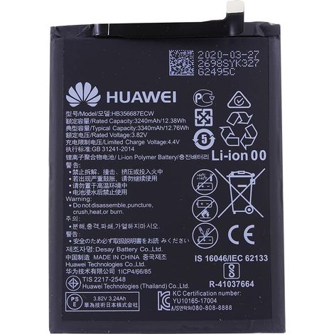 pabuTEL-Bundle Batterie Li-ION pour Huawei P30 Lite - 3340 mAh - Accessoire d'origine Huawei - avec écran