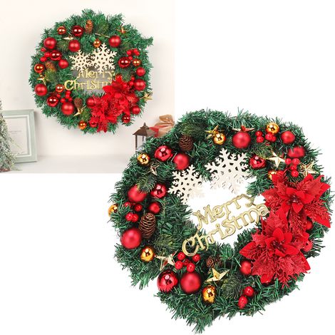 Couronnes de Noël en forme de flocons de neige, décorations de porte, boules de Noël, couronnes en rotin, décorations de vitrines de centres commerciaux (1/5)