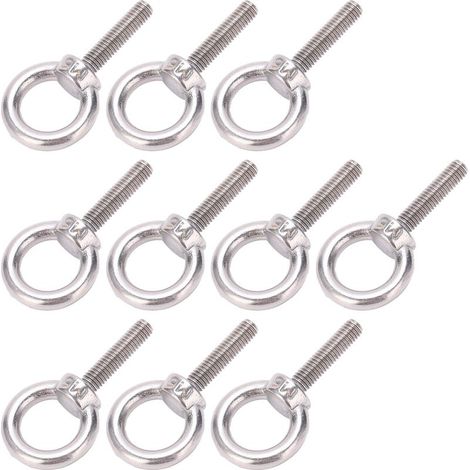 Boulon d'œil 10pcs 304 en acier inoxydable soulevant la gamme de vis de vis à bague ronde m6x25 (1/5)