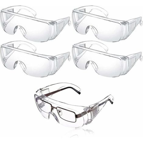 5 Stück Schutzbrille gegen Tröpfchen, Augenschutz, Anti-Staub-Brille, transparente Anti-Beschlag-Schutzbrille für den täglichen Gebrauch, Heimwerken, Labor, Schweißen, Schleifen (1/5)