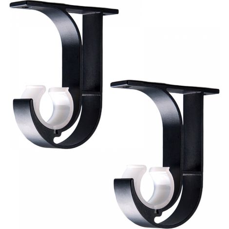 Support de tringle à rideau, support de tringle à rideau de plafond pour tringle de 28 mm, lot de 2, noir (1/5)