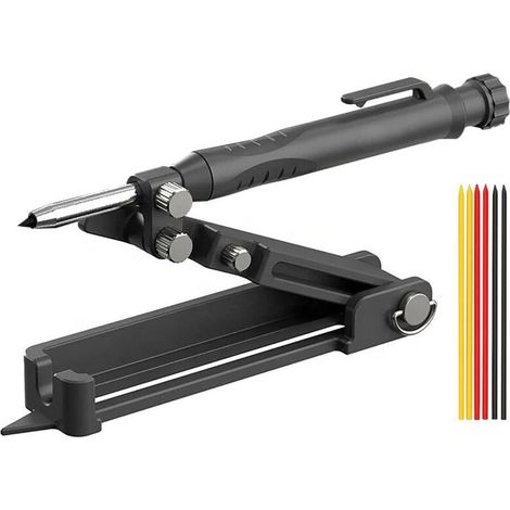 Outil traçage multifonction alliage alu/plastique, pour maquettes et travail bois, stylo contour, jauge mesure (1/5)