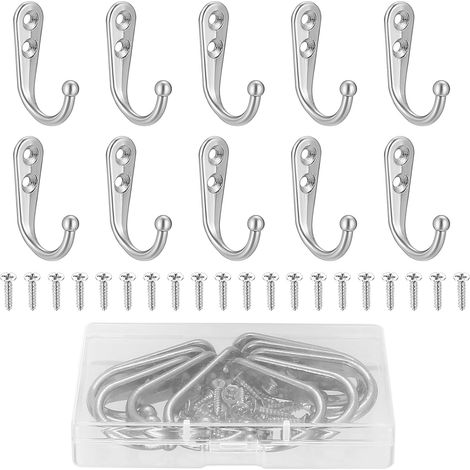 Juego de 10 percheros metálicos vintage, ganchos de pared retro con tornillos. (1/5)