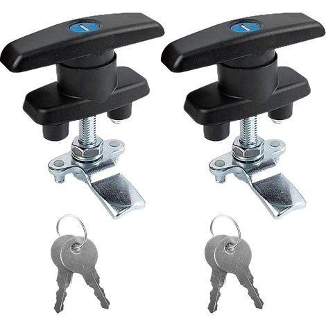 Furniture Lock, Black T-Handle Cabinet Door Lock, Suitable for Furniture, Motorhome, Safe, Garage Door (1/5)