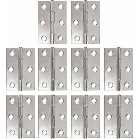 Lot de 10 charnières en acier inoxydable, charnière piano, charnières pliantes, baguette de charnière pour portes de meubles, charnière de 48 mm avec 6 trous de fixation, connecteurs pour jardinières,