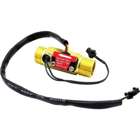 Débitmètre à effet Hall à 4 points, débitmètre à turbine, capteur de débit d'eau avec sonde de détection de température (doré)-6.62.952.3cm-Golden (1/3)