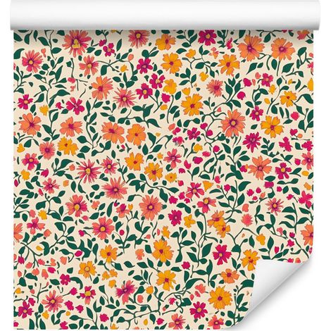 Tapete mit kleinen Blumen, beige und grün, für Wohn- und Schlafzimmer, 50 x 1000 cm (1/5)