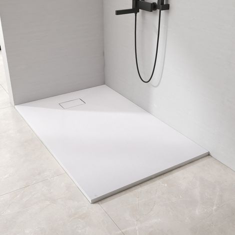EMKE Receveur de douche, receveur de douche plat antidérapant SMC receveur de douche coupé sur mesure 140x90cm Blanc