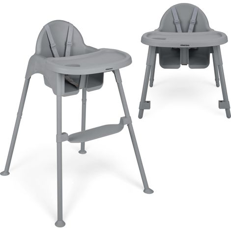 Chaise Haute Bébé 2 en 1 OATY, Chaise de Repas Convertible pour Enfants jusqu’à 15 kg, Double Plateau Réglable avec Porte-Gobelet, Harnais 5 Points, Repose-Pieds Réglable, Gris (1/5)