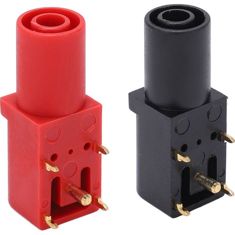 2Pcs Douille Banane PCB 4mm Angle Droit Nickelée, Fiche Anti-Corrosion Sécurisée pour Détection de Circuits (1/5)