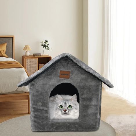 Niche Douillette pour Chat et Petit Chien Maison Intérieure Confortable et Pliable (1/5)