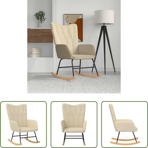 vidaXL Chaise de relaxation - Chaise à bascule Crème Tissu (1/5)
