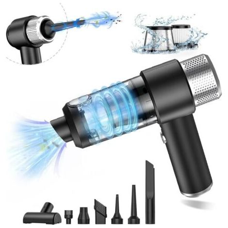 Green Mobility-Aspirateur de voiture portable , 2 en 1, sans fil, avec lampe LED et fonction dépoussiéreur. (1/4)