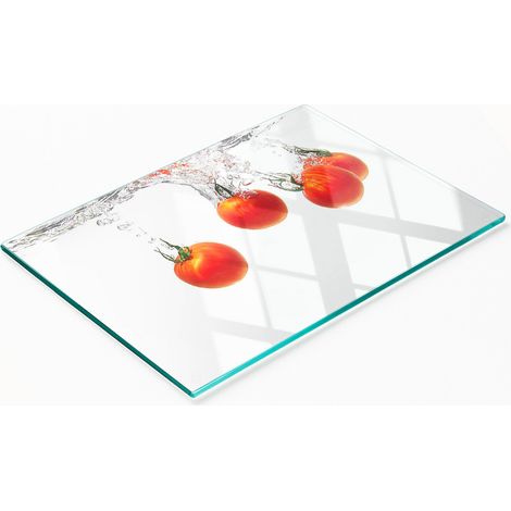 Stilvolle und robuste Glasplatte mit Unterwasser-Tomatenmotiv, 80 x 52 cm (1/5)