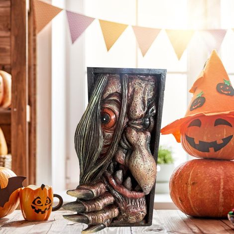 Figura decorativa para estantería hecha de resina [Fantástico efecto tenebroso] [15 x 9 x 6 cm] [Detalles realistas] [Halloween] [Hogar] [1 pieza] (1/5)