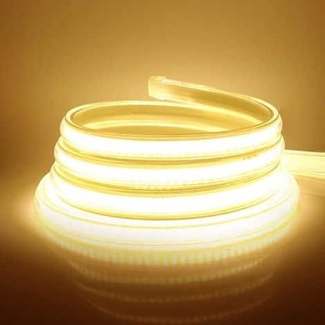LED Strip, COB LED Strip 220 V with Switch IP65 Waterproof Super Bright 360 LEDs/M Flexible Strip (Warm White, 2M) (1/5)