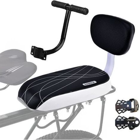 Coussin de Siège Arrière pour Vélo,Vélo Pièces Accessoires Sièges,y Compris Coussin et Dossier, Accoudoirs de Repose Pieds, Mains Courantes pour Enfant Ou Adultes (1/5)