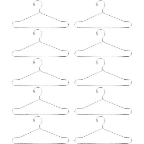 Mini cintres argentés pour vêtements de poupée, 10 cintres en métal inclus (1/5)