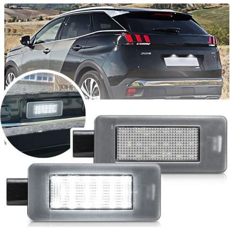 2PC LED Plaque D'immatriculation lumiere Pour Peug.eot 207CC 208 308 II 308CC 508 2008 3008 5008 Pour Citr.oen C3 C5 III C4 Cactus Picasso II Grand Picasso II,eclairage de plaque peug.eot 3008 (1/4)