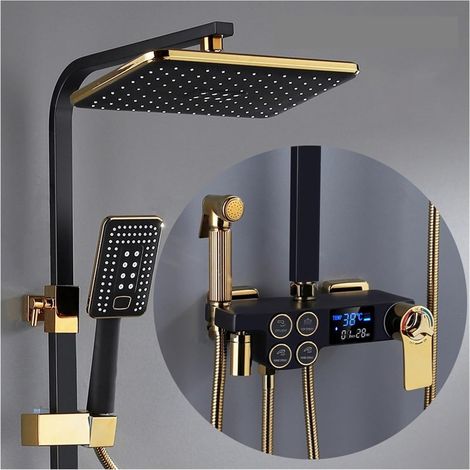 Ensemble de douche mitigeur thermostatique intelli Ensemble de douche numérique chaud et froid robinet salle de bain mitigeur thermostatique système de douche pluie montage mural SPA pluie robinet de (1/5)