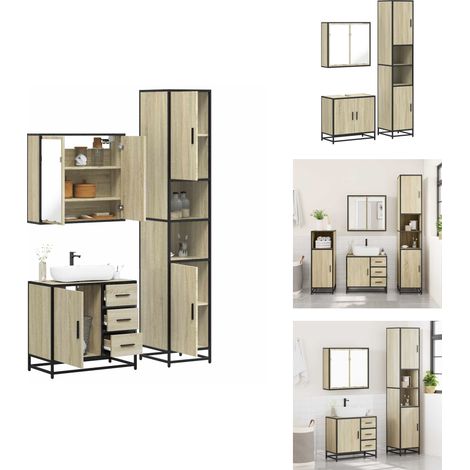 Ensemble de meubles de salle de bain 3 pcs chêne sonoma - Ensemble De Meubles De Salle De Bain - Ensembles De Meubles De Salle De Bain - Armoire De Salle De Bain - Armoire De Rangement De Salle De Bai (1/5)