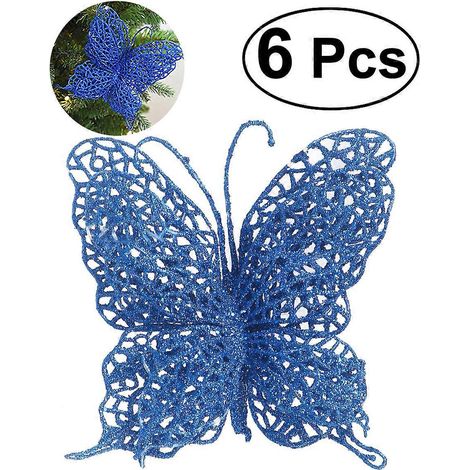 Lot de 6 décorations de Noël 3"/8cm pour sapin, mariage et fêtes (bleu)