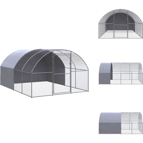 Outdoor-Hühnerstall 3x4x2 m Verzinkter Stahl - Hühnerstall - Hühnergehege - Geflügelhaus - Auslauf Für Hühner - Gartenhühnerstall (1/5)