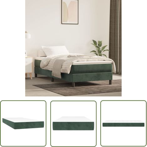 The Living Store Matelas de lit à ressorts ensachés Vert foncé 100x200x20 cm - Matelas À Ressorts Ensachés - Matelas Moelleux - Matelas Soutien Lombaire - Matelas Double - Literie (1/5)